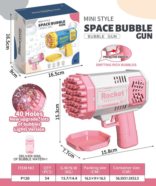 40-Hole Space Bubble Gun with LED Lights 2